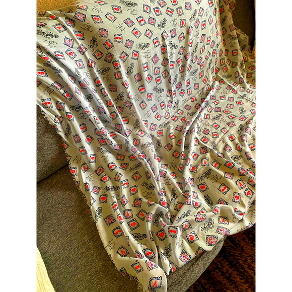 KARL LAGERFELD with Love from Paris Postage Stamps 54" x 54" square Scarf - Picture 3 of 3